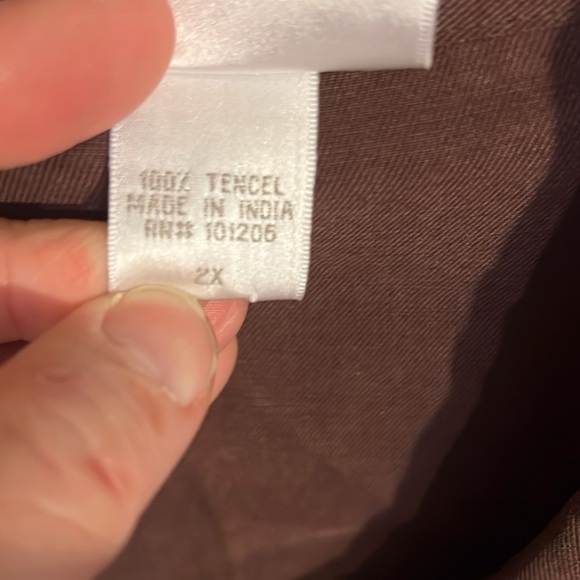 Soft Surroundings Brown Button Down Shirt 2X - Picture 6 of 9